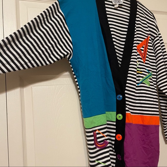Barbara Gerwit multicolor Y2K 90's striped cardigan vintage - Picture 2 of 6